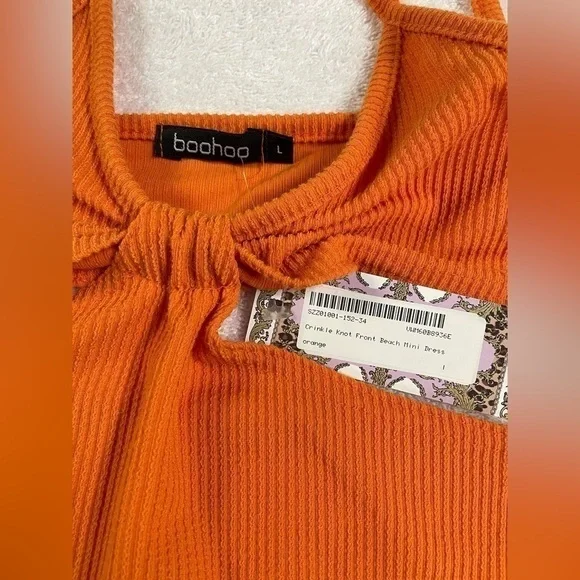 BOOHOO NWT CRINKLE TIE FRONT BEACH MINI DRESS - Picture 5 of 5